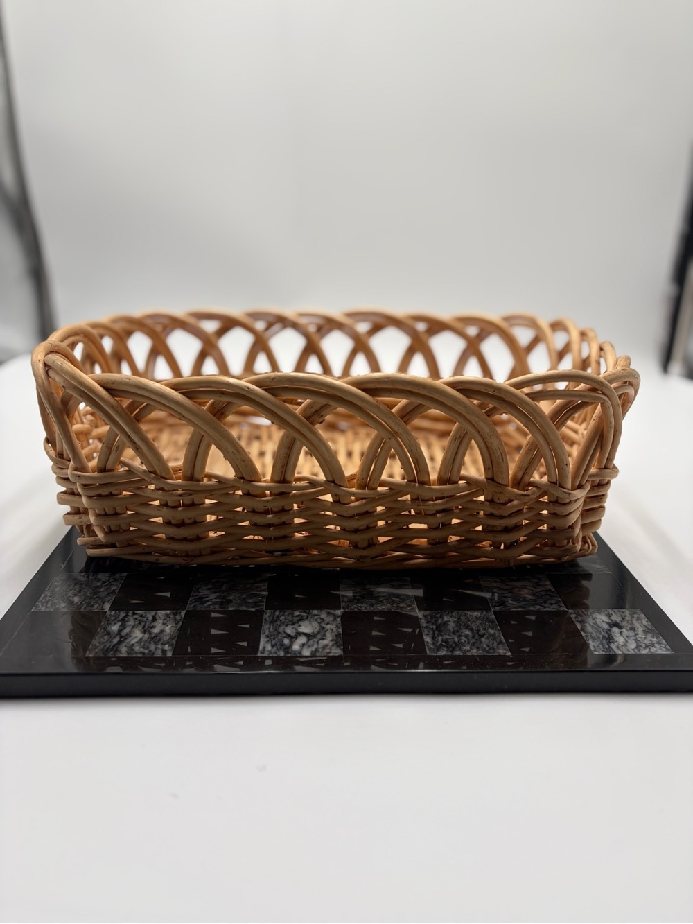 Natural Wicker Serving Basket - Beige